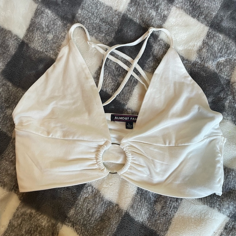 White Halter top With Ring